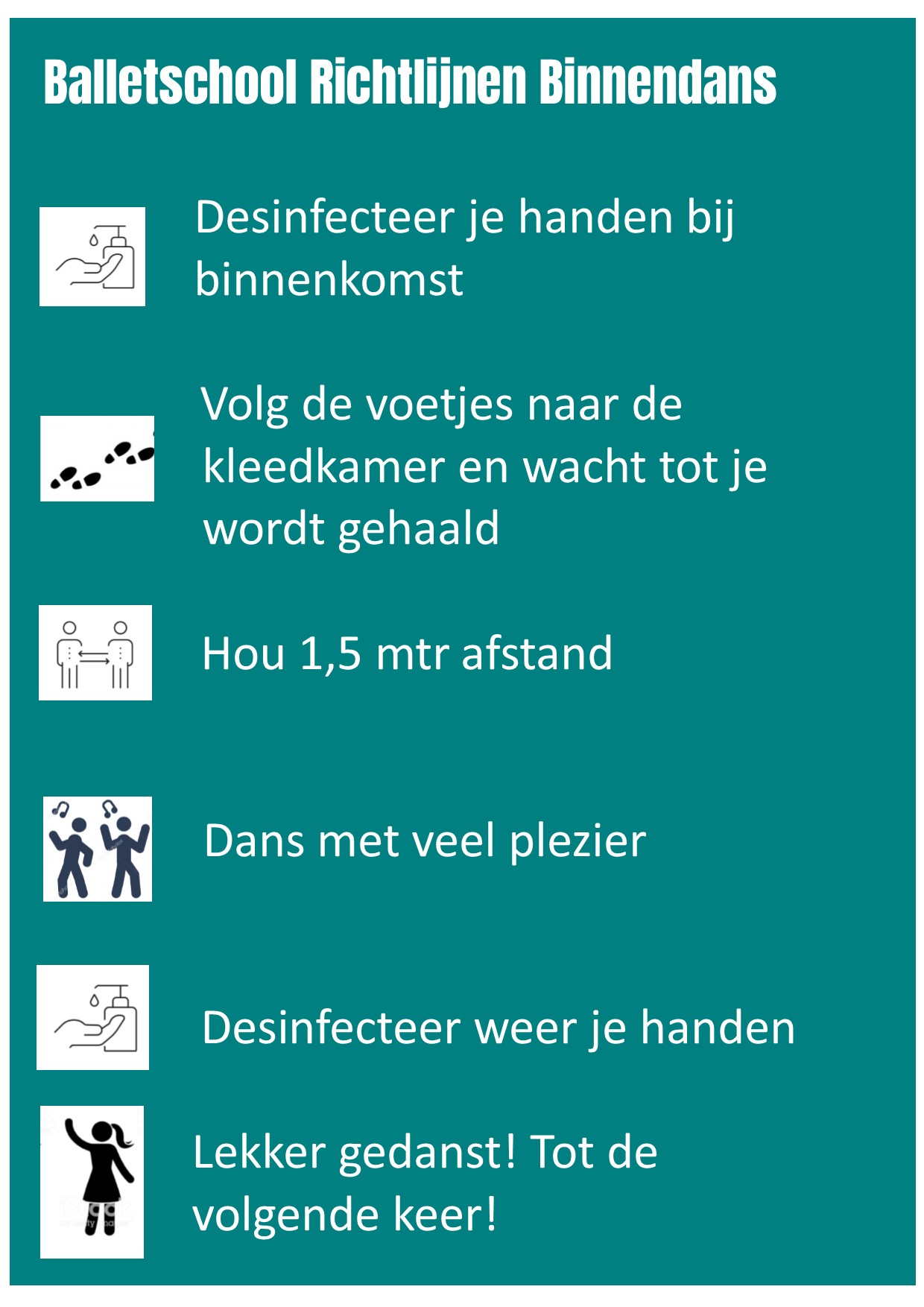 Protocol weer starten met de binnenlessen